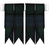Black Watch Tartan Kilt Hose Sock Flashes with Heavy Buckle Adjusters