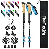 TheFitLife Carbon Fibre Trekking Poles - Collapsible and Telescopic Walking Poles, 2-Pack, Ultra Light, Extendable, Best Walking Sticks for Traveling Camping Hiking Mountaineering (Blue)