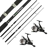 2X Carp Stalker Rod Master Fibreglass 8ft/ 2.4m 2.5lb 2pc | 2x Reel 2BB 10lb Line Graphite Spool Carp Fishing Setup