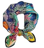 Aufeel Women's 100% Pure Mulberry Silk Small Square Scarf - Neckerchief Women - Silk Headscarf - 21" x 21", Zebra, S