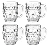 Guaranteed4less Classic Beer Half Pint Mugs Glass Pot Pub Bar Style Tankard Handle Stein Dimple (4)
