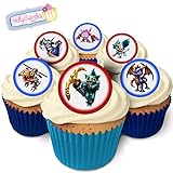 Holly Cupcakes 24 Fabulous Edible Pre-Cut Wafer Cake Toppers: Skylanders