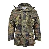 TacGear German Flecktarn Jacket Military Zipped Men’s Camo Smock Hooded Parka, Multicolor, L