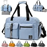 DBPBToU Gym Bag Womens Men, Gym Bag with Shoe Compartment and Wet Compartment, Waterproof Duffle Bag, Portable Overnight Bags Travel Bag (Blue)