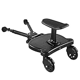 Shoze Universal Kiddy Boards, Portable Buggy Board with Seat, Pram Standing Board,Stable Two Wheel Design,360° Rotation,Pram Accessory for Children from 2-7 Years Up to 25kg