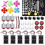 6 Set DC Motor Kit, Mini Electric 1.5-3V 24000RPM Mini Motor with 86 Pcs Plastic Gears 6 x AA Battery Holder Motor Mounting Bracket Boat Rocker Switch and Shaft Propeller for DIY Science Projects