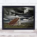 Fingerprint Designs Weathered Hut Cabin Shack Summerhouse Sky Clouds Roof Wall Art Print