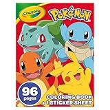 CRAYOLA Pokémon 96 Page Colouring Book | 96 Pages of Pokémon Colouring Fun with Pikachu & Friends! | Includes Bumper Sticker Sheet for Ages 3+