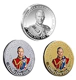 3PCS King Charles Coronation Coins for Collectors, King Charles III Coronation Souvenirs 2023 Commemorative Coin, British Silver King Stereo Embossed Color Printin UK Charles Statue Metal Coins