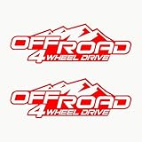 Autodomy 4x4 Off Road SUV 4 Wheel Drive Stickers Pack 2 Units for Car (Red)