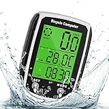 URAQT Bike Computer, Universal 19 Functions IP54 Waterproof Bicycle Speedometer Odometer, GPS Cycling Computer with LCD Backlight Display Touch Screen, Automatic Start/Stop, For Cycling（Black&White)