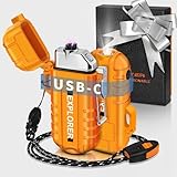 Lafagiet USB C Rechargeable Lighter, Dual Electric arc, Waterproof, Flame-Less, Windproof Plasma lighters for Outdoor Grill, Survival, Camping, Candle