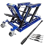 Autojack HML400 400kg Hydraulic Motorcycle Lift Heavy Duty Scissor Jack for Motorbikes, ATVs & Dirt Bikes with Safety Locks, Ratchet Straps & Adjustable Height