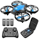 4DRC Mini Drone for Kids Hand Operated RC Quadcopter with 3 Batteries Longer Flight Time, Altitude Hold, Headless Mode, Throwing GO, 3D Flip and 3 Speed Modes Aeroplane for Beginners, Blue