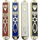 Ymxygz Set of 4 Mezuzah - Mezuzah with Scroll for Door, Jewish Mitzvah Door Mezuzah Case Metal Mezuza Plaque, Mezzuzahs for Outside Door