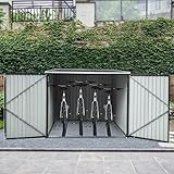 Panana Metal Garden Shed Storage Bike Shed Pent Tool Shed House Galvanized Steel 4 Removable Gravity Locking Racks Can Put 4 Bicycles (4R)