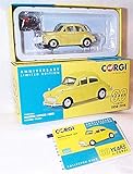 corgi vanguards 60 years of corgi anniversary model yellow morris minor 1000 car 1.43 scale diecast model