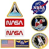 8Pcs Iron on Patches Us Flag NASA Logo 100th Space Shuttle Mission Military Embroidered Patches for Clothing DIY Clothes Stickers Custom Badges