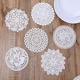 AOZUO 6PCS White Vintage Crochet Doilies, 6 Inch Round Lace Placemats Doilies Handmade Coasters Rustic Table Doilies Decors for Tables Kitchen Dining Room Party Wedding Birthday Dressers Vase()