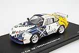 Schuco 450888200 Porsche 911 Cup, Start Number 1, Type 993, VIP 1996 Porsche Supercup, Resin, Rod 1:43, White/Blue/Yellow