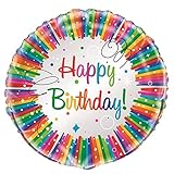 Rainbow Ribbons Birthday Multicolor Round Foil Balloon (45cm) 1 Piece - Vibrant & Festive Party Decorations, 18"