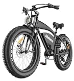 Ealirie Electric Bike 26" Fat Tire Range 40-80KM, 18.2Ah Winter Snow Beach Hill Mountain Electric Bicycle, Dual Disc Brakes & 5 Suspension for Adults Teens B3 Ebike 25km/h, 250W