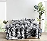 MARIMEKKO - King Duvet Cover Set, Cotton Bedding with Matching Shams & Button Closure, All Season Home Decor (Rasymatto Black, King)