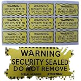 3000 X Warning Security Sealed DO NOT Remove Yellow Security Labels. Ultra-destructible, Disintegrating Tamper-Evident Labels/Stickers