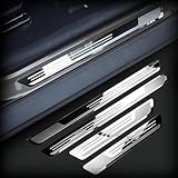 KUUBBJ Car Door Sill Pedal Protectors Set for VW Lupo/Jetta Limousine/Jetta Wagon/ID.5/ID.4/ID.3/GTI/Golf Sportsvan, Stainless Steel Entry Guard Scuff Plates Trim Protection Sticker Threshold Cover