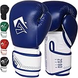 AQF Boxing Gloves for Training & MMA Muay Thai Punch Bag Sparring MMA Gloves for Kickboxing Fighting & punching bag with Extra Layers of Padding (Blue, 10oz)