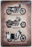 Tin Sign | Metal Wall Poster | Triumph Motorcycles Three Bike Models 8 x 12 in. | Decoration Plaque for Home Bar Room Garage Garden Man Cave | Retro Vintage Style
