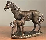 LEONARDO Horse Mare & Foal figurine aged bronze effect, Bronzed Reflections range, gold gift box