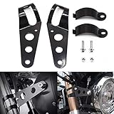 Hotiko 2pcs Motorcycle Headlight Mount Bracket for Harley Honda Kawasaki Suzuki Yamaha Triumph 35mm-43mm Black
