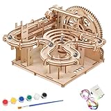 3D Wooden Puzzles for Adults - Hand Cranked Marble Run Wooden Model Kits Assembly 3D Puzzle Mechanical Model Building Craft Kits for Teens and Adults