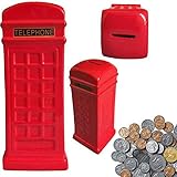 18Cm London Telephone Box Piggy Bank - For Coins & Notes, Savings, Secure Funds Cash Box | Cute Home & Office Decoration | Fun Gift For Family & Friends