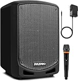 Pyle Bluetooth Karaoke PA Speaker - Indoor/Outdoor Portable Sound System with Wireless Mic, Audio Recording, Rechargeable Battery, USB/SD Reader, Stand Mount - for Party, Control - PSBT65A Black