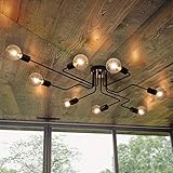 OYIPRO Ceiling Light Fitting, 8-Light Chandelier Lamp, Creative Ceiling Lighting Fixture, E27 Base Black for Dining Room Kitchen Bedroom…