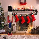 The Christmas Workshop Giant Wooden Nutcracker Indoor Christmas Decoration/Red Soldier on Stand / 106cm Tall/Traditional Festive Ornament