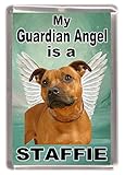 Staffordshire Bull Terrier/Red Staffie Dog Fridge Magnet "My Guardian Angel is a Staffie"