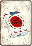 Keviewly Lucky Strike Cigarette Pack Tin Sign Vintage Wall Poster Retro Iron Painting Metal Plaque Sheet for Bar Cafe Garage Home Gift Birthday Wedding