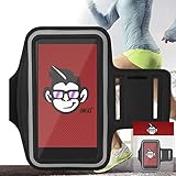 IWIO Premium Adjustable Strap Armband Phone Case Holder for Jogging/Running/Fitness/Gym Workouts/Outdoor Sports includes Money Pocket compatible with Bush Spira B3 5.5" Inch - BLACK