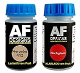 Alex Flittner Designs Paint Pen for Mercedes/Daimler Benz 412 Beige + Clear Varnish 50 ml Car Paint Base Coat Set