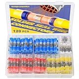 Haisstronica 120PCS Marine Grade Heat Shrink Wire Connectors - Heat Shrink Butt Connectors for Stereo, Electrical with Corrosion and Weatherproof