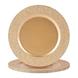 Argon Tableware Metallic Charger Plates - Hammered Gold - 33cm - Pack of 6 - Metallic Finish Reusable Dining Table Setting Plates for Christmas, Party Celebrations, Restaurant Decor Placemats