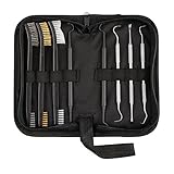 Tough Tactical Tools Gun Cleaning Set, Double Ended Nylon/Brass/Steel Gun Brush, 3 Steel Gun Picks and 2 Polymer Picks for Pistol, Rifle and other Firearms
