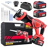 XIAZIR Reciprocating Saw, Enhanced 3500 SPM Low Noise Brushless Motor, High-Performance 2 * 21V 4.0 Ah Batteries Extended Standby, 8 pcs Versatile Alloy Steel Blade Set Easily Cut Through Wood, Metal