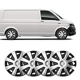 UKB4C 4 x 16 Silver Black Van Trim/Hub Caps Deep Dish Alloy Look fits Volkswagen Transporter