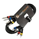 VisioSound 4-Way 3m 6.35mm 1/4" Mono Jack to RCA Phono Loom/Effects Patch/Channel Cable