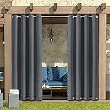 MINGPINHUIUS Outdoor Curtains Waterproof with Grommet (Top and Bottom) - Garden Gazebo Patio Windproof Blackout Thermal Insulated Privacy Curtain for Pergola Porch (Grey, 1 Panel 52'' x 84'') (CL1)