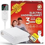Mia&Coco Electric Heated Blanket Double, Heated Underblanket with 12hour Timers and 3 Heat Settings, LED Display, Overheat Protection Throw, Easy Fit Shoulder Straps, Machine Washable (160 x 130cm)